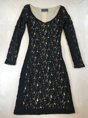 Richard Tyler Couture Silk Black Evening Dress Lined Side Zip Size 4